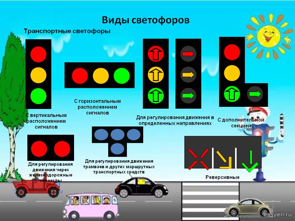 Светофор показать на карте. Виды светофоров для детей. Типы транспортных светофоров. Виды светофоров картинки. Светофор с горизонтальным расположением сигналов.